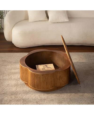 Streamdale Furniture Flower-Shaped Rattan Coffee Table with Lift-Off Storage