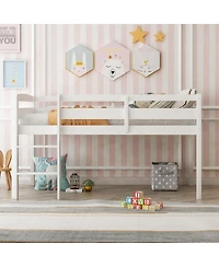 Streamdale Furniture Wood Loft Bed Low Loft Beds with Ladder