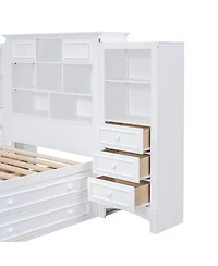 Streamdale Furniture Wood Platform Bed with Vertical Cabinet and 8 Drawers
