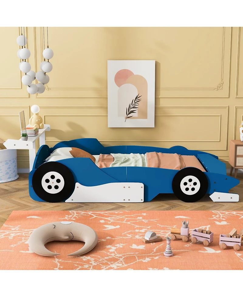 Streamdale Furniture Race Car-Shaped Platform Bed with Wheels