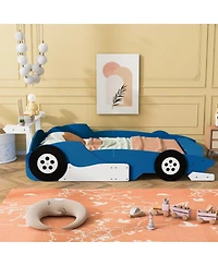 Streamdale Furniture Race Car-Shaped Platform Bed with Wheels