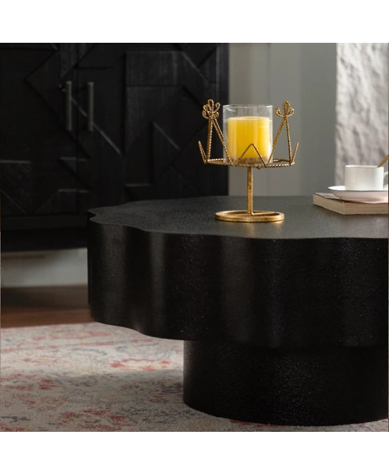 Streamdale Furniture Scalloped Black Coffee Table: Unique Wave-Edge Elegant Focal Piece