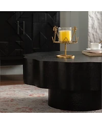 Streamdale Furniture Scalloped Black Coffee Table: Unique Wave-Edge Elegant Focal Piece