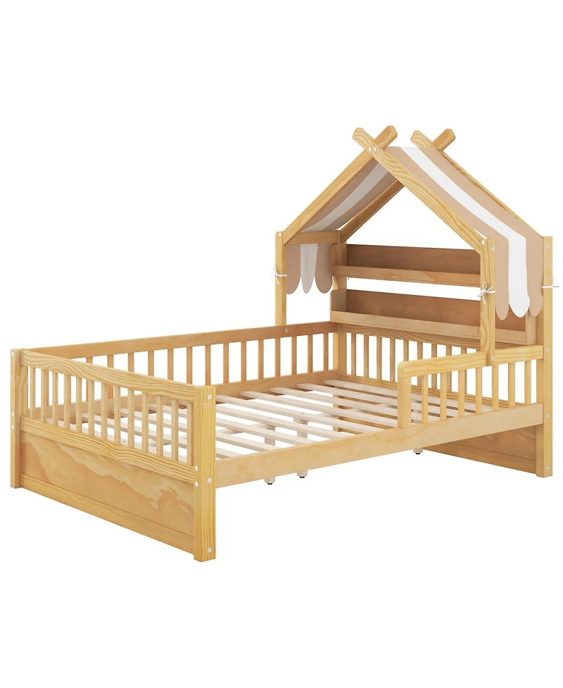 Streamdale Furniture Wooden House Bed with Storage Headboard Shelf