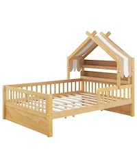 Streamdale Furniture Wooden House Bed with Storage Headboard Shelf