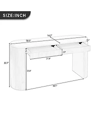 Streamdale Furniture 58.3" Arched Console Table with Dual Drawers and Pine Veneer Finish
