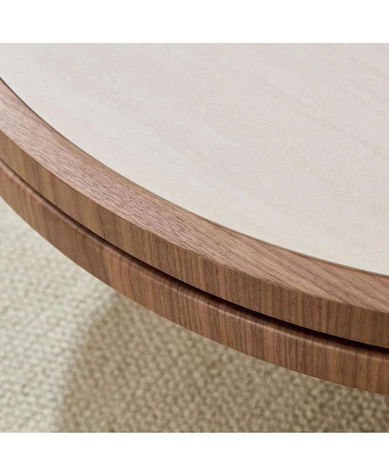 Streamdale Furniture 35.43" Sintered Stone Coffee Table with Mdf Pedestal Base