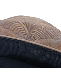 Streamdale Furniture Tufted Diamond-Stitch Fabric Pet Bed with Birch Wood Frame
