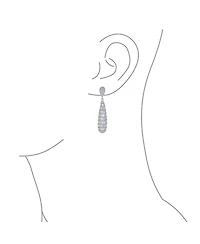 Bling Jewelry Bridal Cubic Zirconia Pave Cz Elongated Teardrop Statement Chandelier Earrings Silver Plated