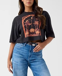 Guess Women's Short-Sleeve Desert Rose Crop Oversize T-Shirt
