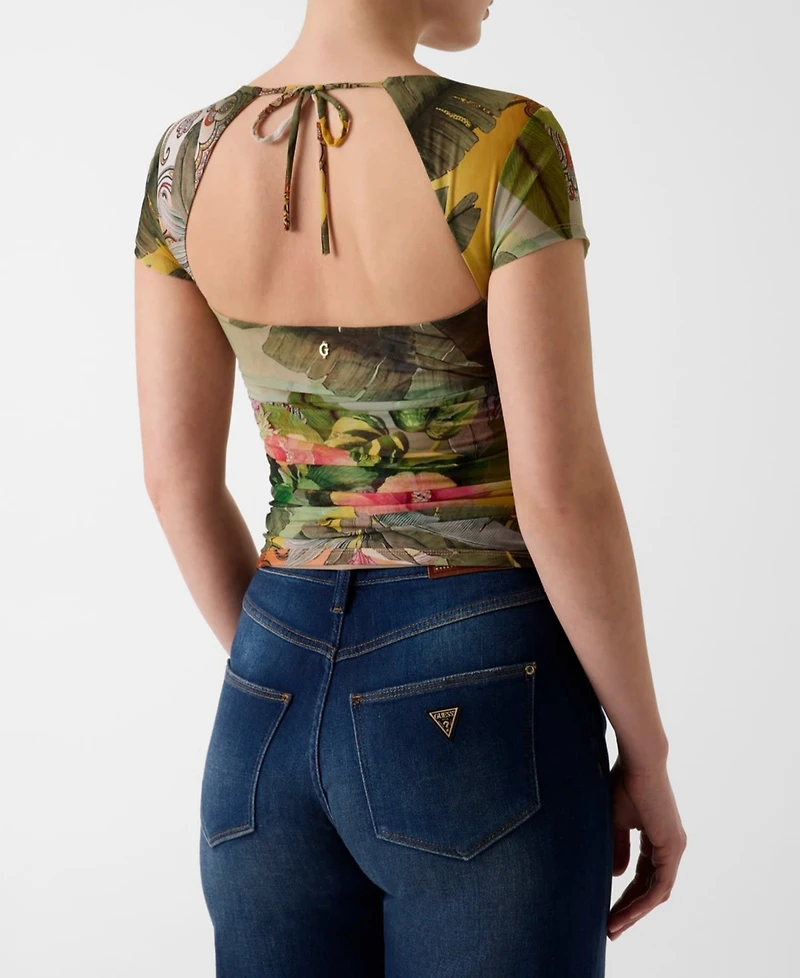 Guess Women's Hani Short-Sleeve Cut-Out Top