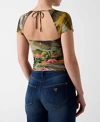 Guess Women's Hani Short-Sleeve Cut-Out Top