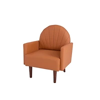 Streamdale Furniture Contemporary Shell-Shaped Pu Leather Armchair with Wooden Legs