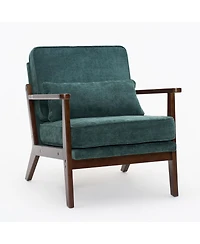 Streamdale Furniture Mid-Century Modern Lounge Chair with Lumbar Pillow and Wood Armrests