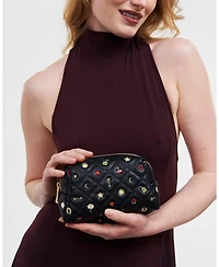 Fable England Women's Quilted Celestial Embroidered Pouch