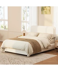 Streamdale Furniture Boucle Cloud Platform Bed with Adjustable Height Headboard