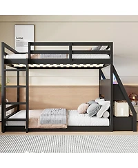 Streamdale Furniture Bed with Led Lights, Usb Ports, Storage Shelves and 2 Drawers