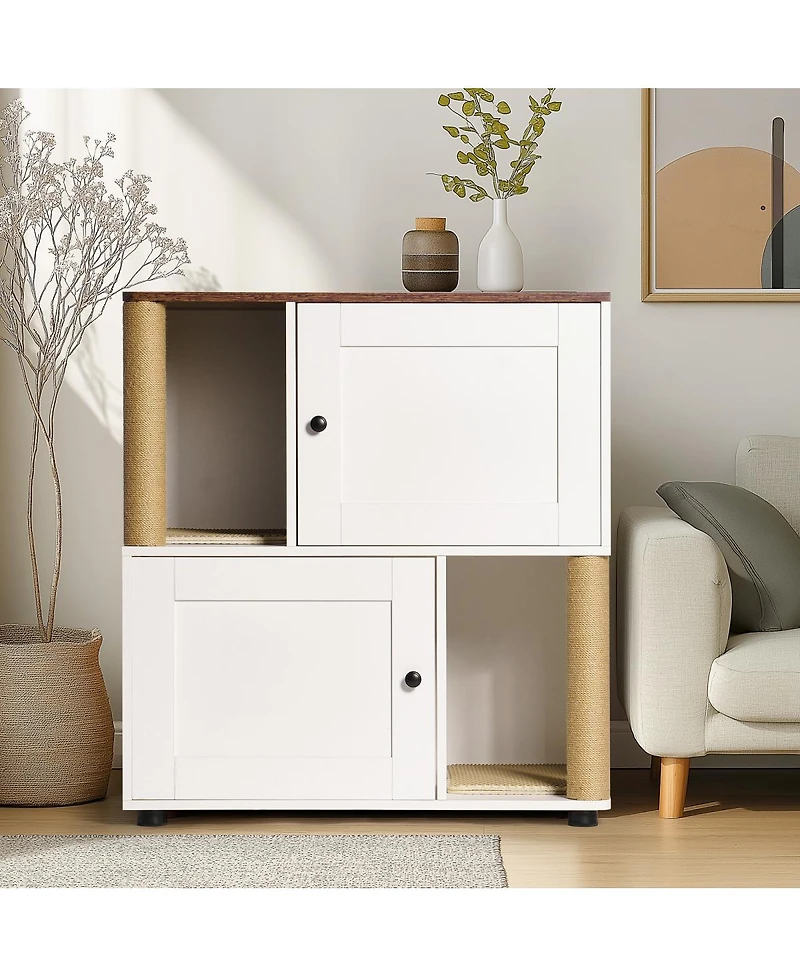 Streamdale Furniture Double Cat Litter Box Enclosure with Shelves