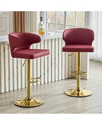 Streamdale Furniture Adjustable Swivel Bar Stools with Pu Leather Backrest