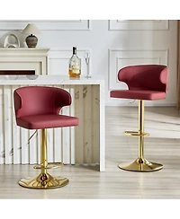 Streamdale Furniture Adjustable Swivel Bar Stools with Pu Leather Backrest