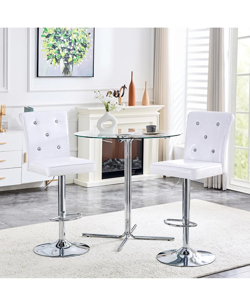 Streamdale Furniture Set of 2 Vintage Crocodile Leather Lift Chairs with Crystal Clasps
