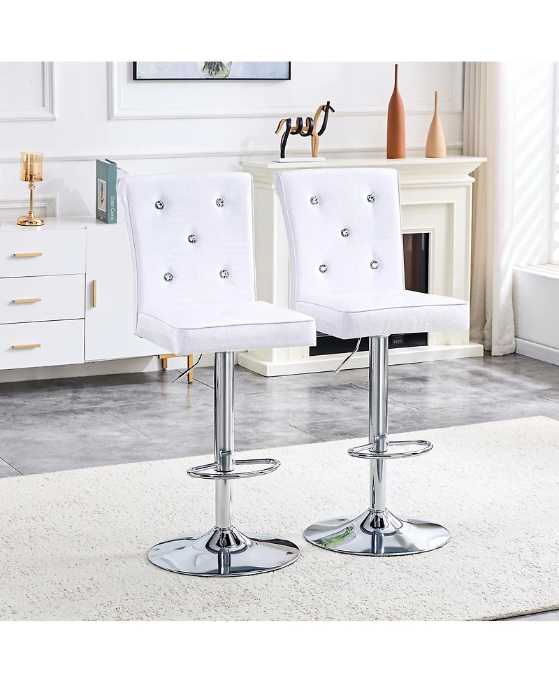 Streamdale Furniture Set of 2 Vintage Crocodile Leather Lift Chairs with Crystal Clasps