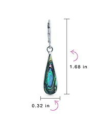 Bling Jewelry Iridescent Rainbow Abalone Shell Long Teardrop Dangle Earrings .925 Sterling Silver Lever Back