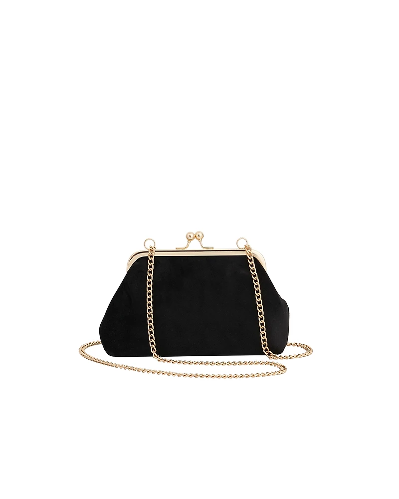 Fable England Women's Floral Ditsy Embroidered Velvet Clutch Bag