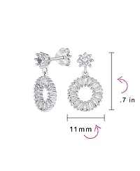 Bling Jewelry Fancy Cocktail Open Baguette Circle Drop Stud Earrings Cubic Zirconia Cz .925 Sterling Silver