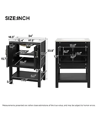 Sillysis 24 Inch Bathroom Vanity with Sink, Modern Solid Wood Mdf Cabinet, Adjustable Shelf and Soft Close Doors, Space Saving Design
