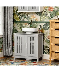Sillysis 23.5 Inch Bathroom Sink Cabinet with Adjustable Shelf, Water-Resistant Under Storage for Small Spaces