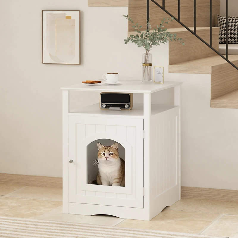 Streamdale Furniture Modern Wooden Cat Litter Box Enclosure with Storage Shelf