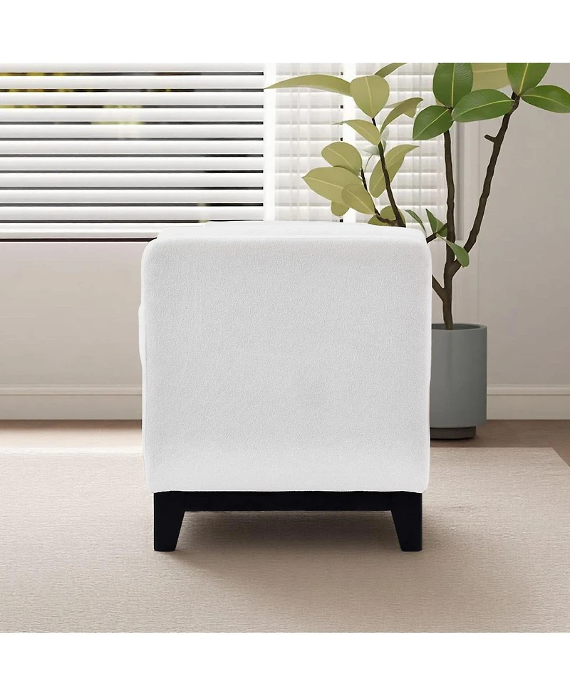 Streamdale Furniture Sherpa Fleece Upholstered Bench with Wood Legs and 2 Bolster Pillows