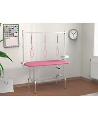 Streamdale Furniture 47 Inch Foldable Pet Grooming Table with Adjustable Arm and Storage Tray