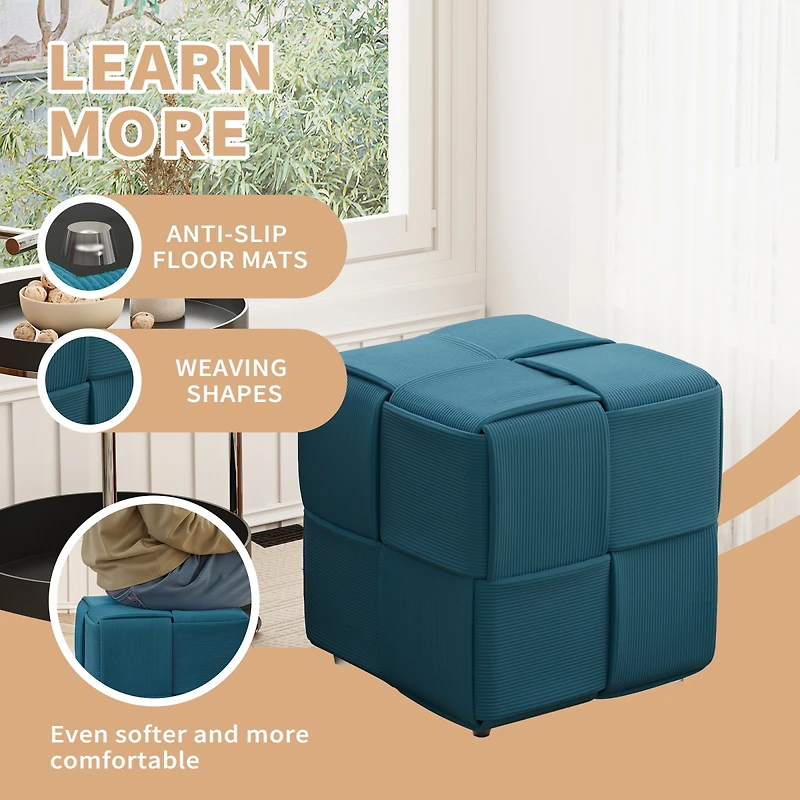 Streamdale Furniture Square Corduroy Ottoman Foot Rest