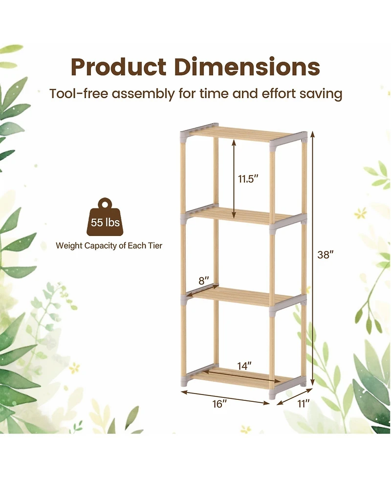 Gymax 2 Piece 4-Tier Bookshelf with Open Shelves Freestanding Storage Organizer for Home