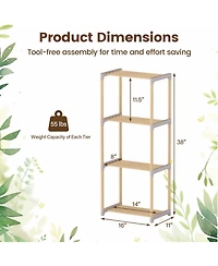 Gymax 2 Piece 4-Tier Bookshelf with Open Shelves Freestanding Storage Organizer for Home