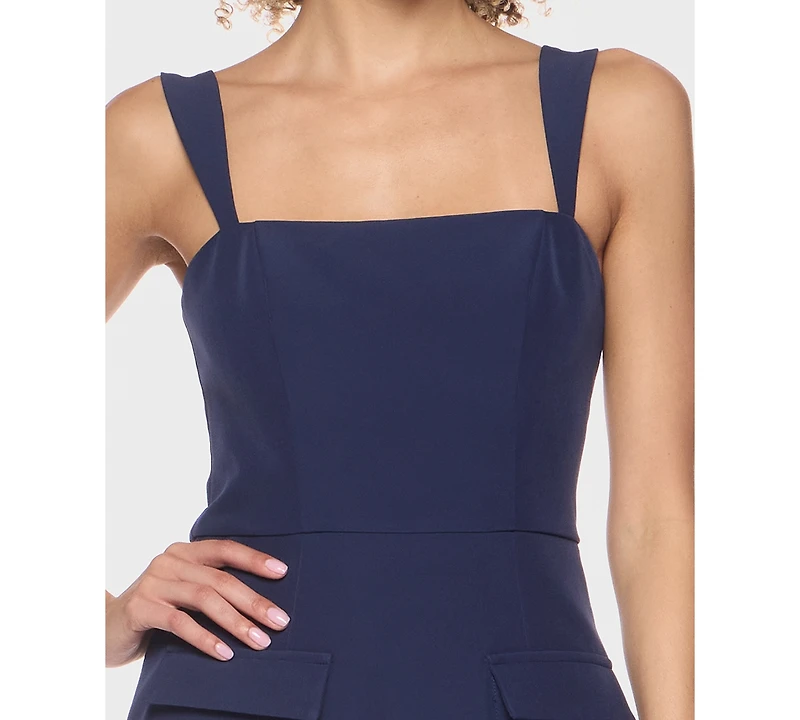 Alexa & Sophia Juniors' Square Neck Woven Dress with Front Pockets
