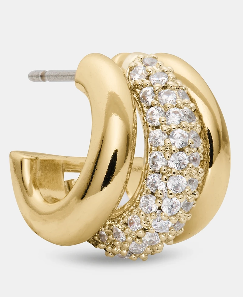 kate spade new york Cubic Zirconia Tiny Twinkles Pave Trio Huggie Earrings