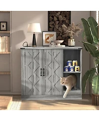 Streamdale Furniture Modern Cat Litter Box Cabinet with Power Outlet and Storage