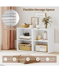 Gymax 2-Cube Bookcase Floor Standing Open Bookshelf with 5-Position Adjustable Shelf