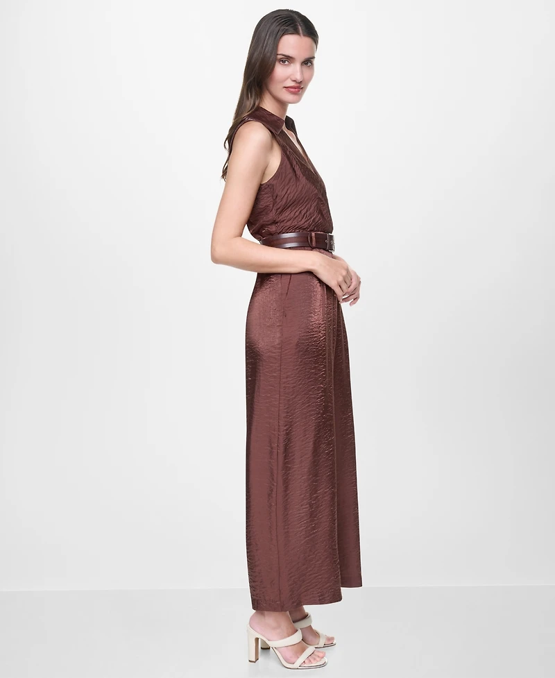 Dkny Women's Sleeveless Belted Jumpsuit