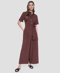 Dkny Women's Short-Sleeve Wide-Leg Jumpsuit