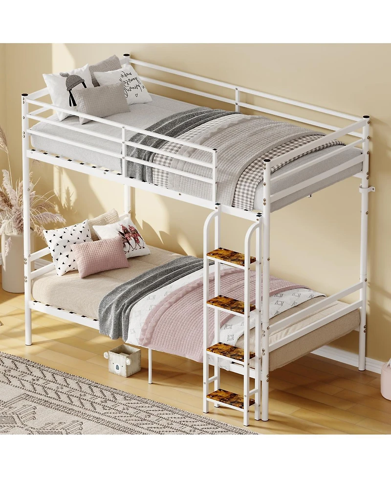 Streamdale Furniture Metal Bunk Bed with Safety Guardrail and Ladder