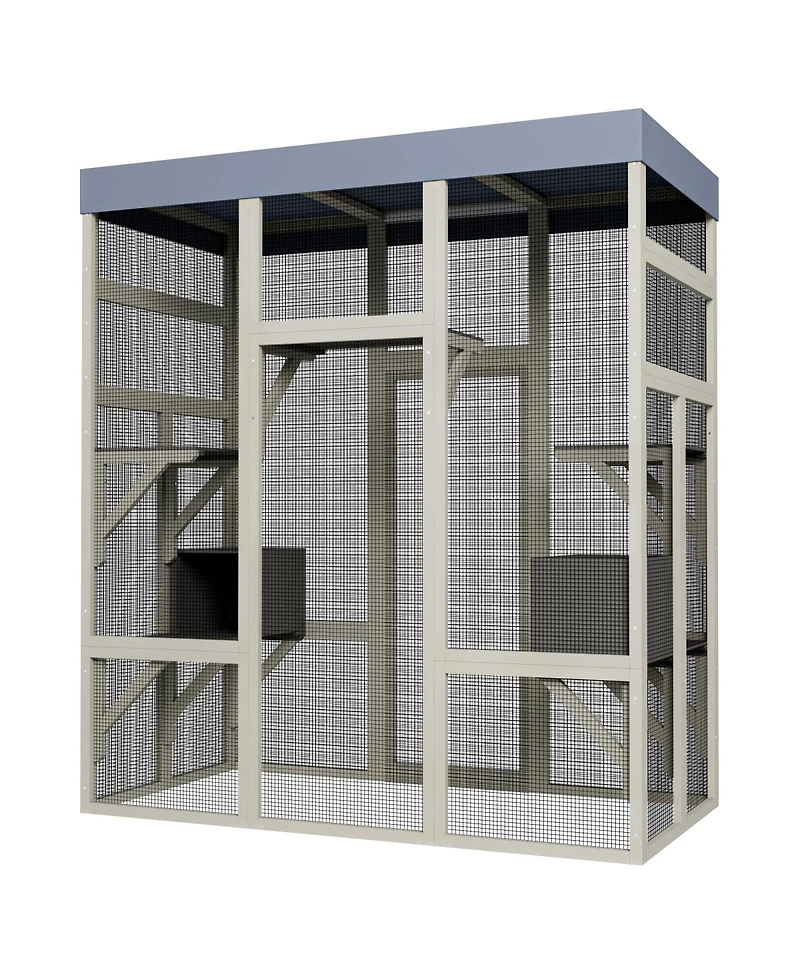 Streamdale Furniture Wooden Outdoor Catio with Waterproof Top and 2 Napping Boxes