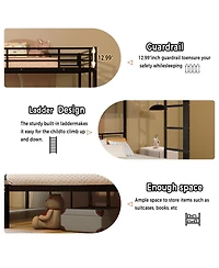 Streamdale Furniture Triple Bunk Bed for Kids, Separates Into 3 Twin Beds