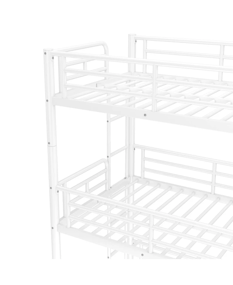 Streamdale Furniture Triple Twin Metal Bunk Bed with Safety Guardrails
