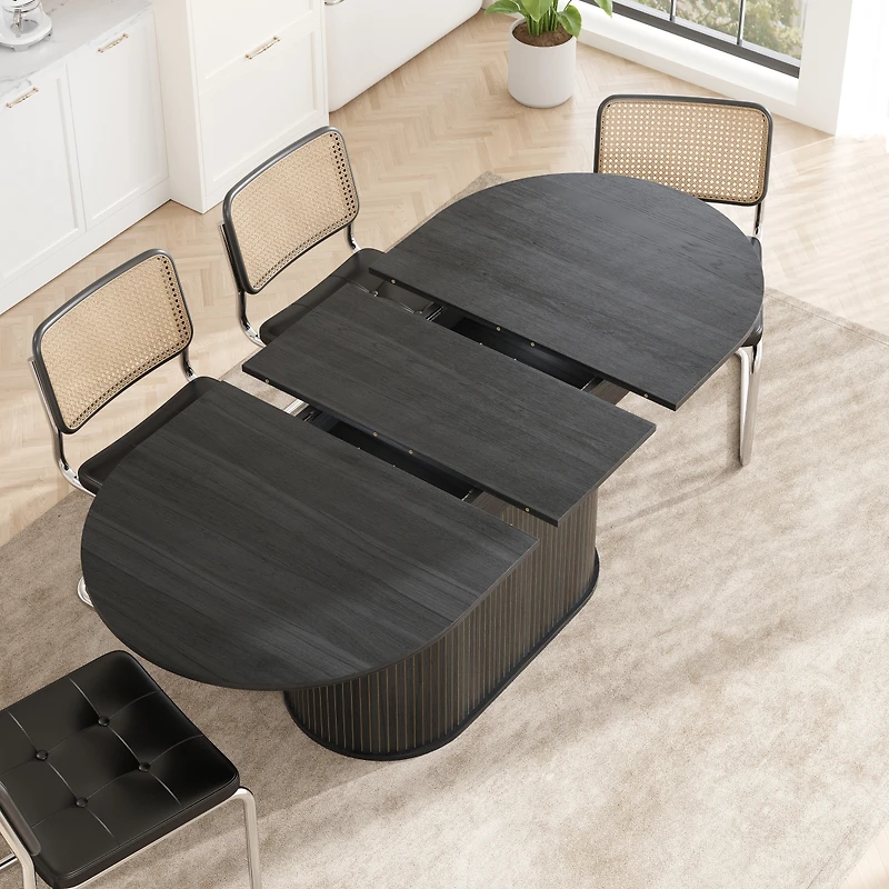 Streamdale Furniture 55.11"-70.86" Extendable Dining Table with Striped Legs