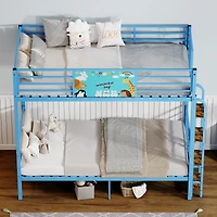Streamdale Furniture Metal Floor Bunk Bed with Ladder, Heavy Duty
