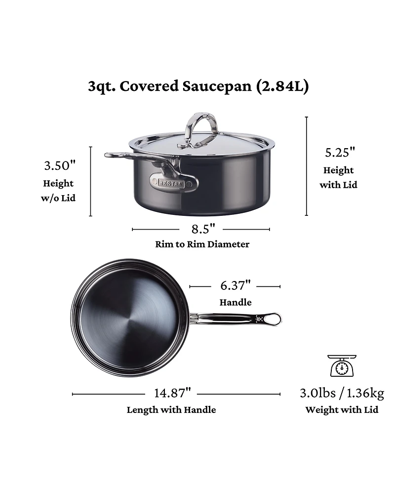 Hestan NanoBond Titanium Stainless Steel 3-Quart Covered Saucepan